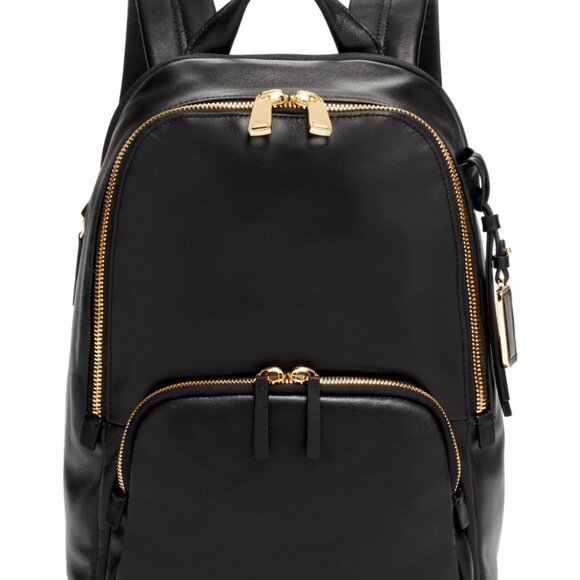 Tumi Voyageur Hannah Leather Backpack - Black with Gold Hardware